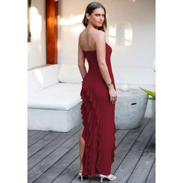 Capuffy Strapless Evening Maxi Dress with High Slit