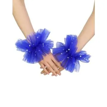 Stylish Mesh Tulle Fingerless Gloves with Pearls