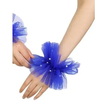 Stylish Mesh Tulle Fingerless Gloves with Pearls