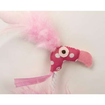 SmartyKat Flamingo Flip Feather Cat Toy, Contains Silvervine & Catnip - Pink, Small