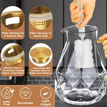 Yirilan 2.2L Glass Pitcher, Perfect for Hot & Cold Beverages