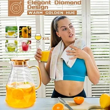 Yirilan 2.2L Glass Pitcher, Perfect for Hot & Cold Beverages