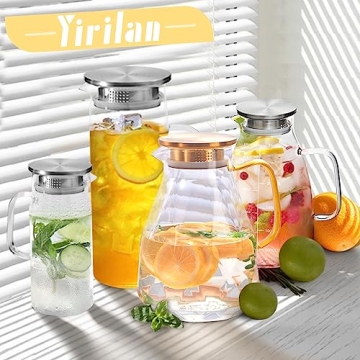 Yirilan 2.2L Glass Pitcher, Perfect for Hot & Cold Beverages
