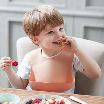 SAMiGO Silicone Bibs for Babies Set of 2 Baby Bibs with Food Catcher for Girls Boys Toddlers