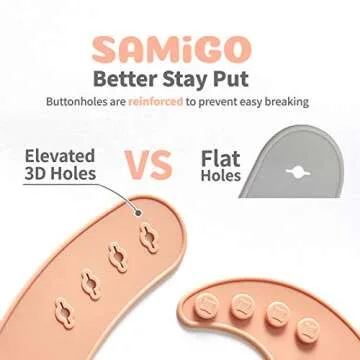 SAMiGO Silicone Bibs for Babies Set of 2 Baby Bibs with Food Catcher for Girls Boys Toddlers