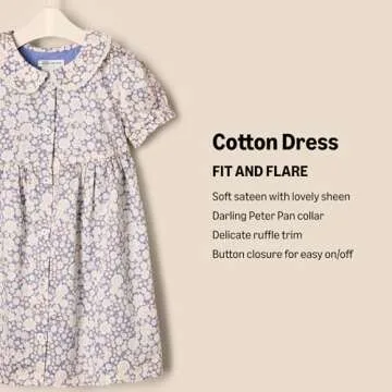 Amazon Essentials x Sofia Grainge Toddlers and Baby Girls' Cotton Sateen Dress with Collar