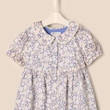 Amazon Essentials x Sofia Grainge Toddlers and Baby Girls' Cotton Sateen Dress with Collar