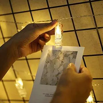 Twinkle Star 17.3 ft 40 LED Photo Clips String Lights Battery Operated & Remote Control Fairy String Lights with Clips for Hanging Pictures, Cards, Artwork, Warm White