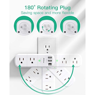 USB Surge Protector with Rotating Plug & 3 USB Ports