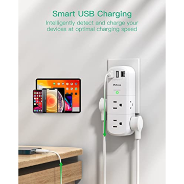 USB Surge Protector with Rotating Plug & 3 USB Ports