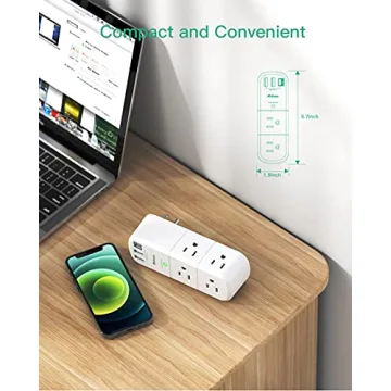 USB Surge Protector with Rotating Plug & 3 USB Ports