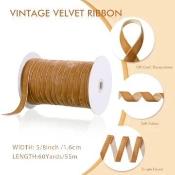 Chuangdi Vintage Khaki Velvet Ribbon for Gifts and Crafts