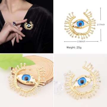 PGYMLSH Lucky Charms Women's Evil Eye brooch Crystal rhinestones Personalized Evil Eye Fashion Large...