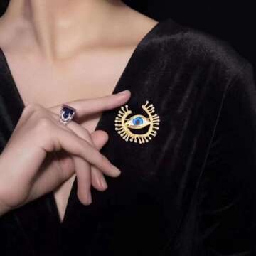 PGYMLSH Women's Evil Eye Crystal Rhinestone Brooch
