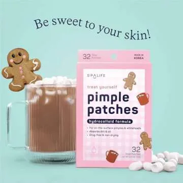 SpaLife Beauty Holiday Pimple Patches – Cute Hydrocolloid Pimple Patches – 32 Assorted Fun Pimple Patches – Cute Acne Patches – Blemish Patch – Skincare Gifts – SpaLife Stocking Stuffers