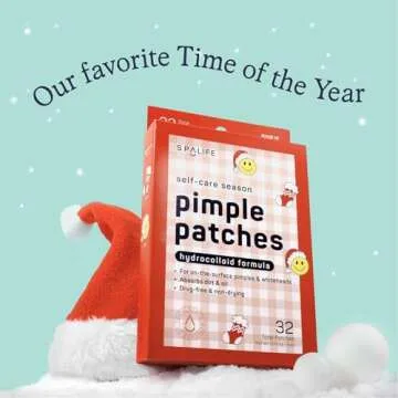 SpaLife Beauty Holiday Pimple Patches – Cute Hydrocolloid Pimple Patches – 32 Assorted Fun Pimple Patches – Cute Acne Patches – Blemish Patch – Skincare Gifts – SpaLife Stocking Stuffers