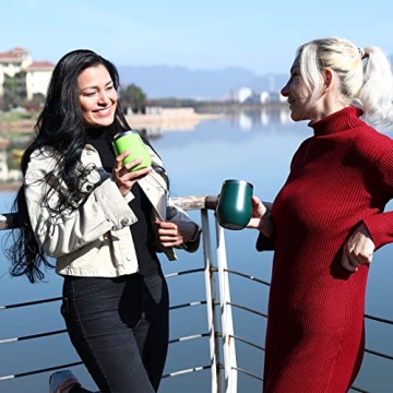 BJPKPK 2 pcs 12oz Insulated wine tumbler, 12oz Insulated Wine Tumbler with Lid,Unbreakable Stainless Steel Wine Glasses, Insulated Tumbler for Home & Outdoor, Shimmer-Mint