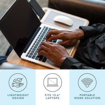 LAPGEAR Home Office Lap Desk with Device Ledge, Mouse Pad, and Phone Holder - Oak Woodgrain - Fits u...