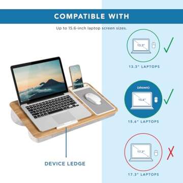 LAPGEAR Home Office Lap Desk with Device Ledge, Mouse Pad, and Phone Holder - Oak Woodgrain - Fits up to 15.6 Inch Laptops - Style No. 91589