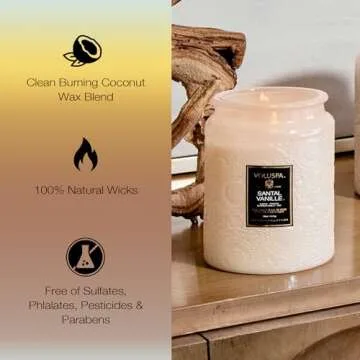 Voluspa Santal Vanille Candle Jar 18 oz with Clean Burn