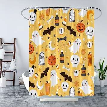 JJYPPY Spooky Halloween Shower Curtain for Festive Fun