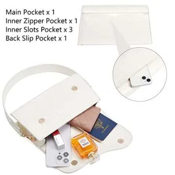 Telena Shoulder Bag for Women, Vegan Leather Women's Shoulder Purses Handbags with 2 Removable Strap Crossbody Bag Purses Crocodile Pattern White