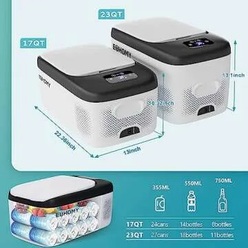EUHOMY 12 Volt Refrigerator, 17QT(16L) Car Refrigerator APP Control, Car Fridge 110-240V AC 12/24V DC, Portable Freezer -4℉~68℉, 12V Cooler For Van, Fishing, Camping, Travel, Home
