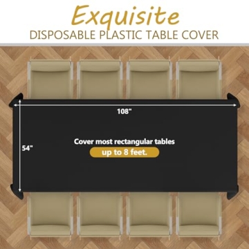XSEINO 8 Pack Premium Black Plastic Table Cloths