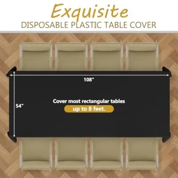 XSEINO 8 Pack Premium Black Plastic Table Cloths