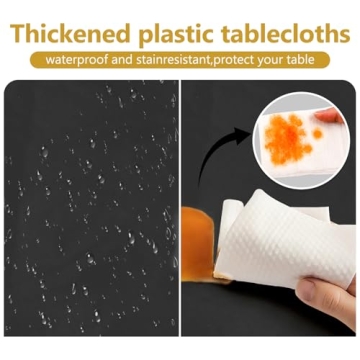 XSEINO 8 Pack Premium Black Plastic Table Cloths