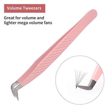 Lash Tweezers for Eyelash Extensions for Volume and Lighter Mega Volume Fans Professional Precision ...