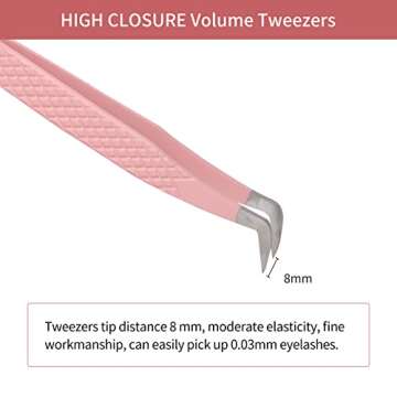 Lash Tweezers for Eyelash Extensions for Volume and Lighter Mega Volume Fans Professional Precision Stainless Steel Lash Extension Tweezers Curved Boot Angled Tips
