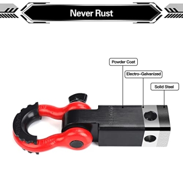 AUTOBOTS Shackle Hitch Receiver: 45,000 Lbs, Heavy Duty, Heavy-Duty, Towing Accessory for Vehicle Recovery Off-Road, Red & Black