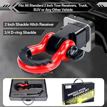 AUTOBOTS Shackle Hitch Receiver: 45,000 Lbs, Heavy Duty, Heavy-Duty, Towing Accessory for Vehicle Recovery Off-Road, Red & Black