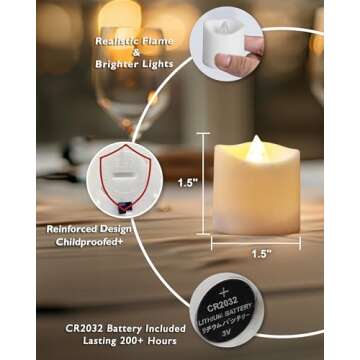 Homemory 24Pack Flameless LED Votive Candles, 200+Hour Lasting Electric Fake Candles, Battery Operated Tealights in Warm White for Wedding, Proposal Anniversary, Romantic Decor(Batteries Included)