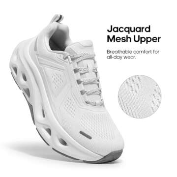 NORTIV 8 Women's Comfortable Walking Running Tennis Shoes MovePropel Athletic Gym Workout Jogging Fashion Sneakers,Size 8,White,SNWS247W