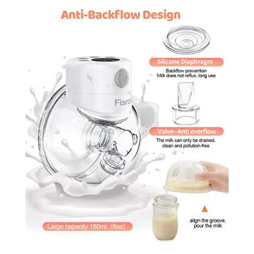 Wearable Breast Pump, Fisroa Double Hands Free Pump with 2 Modes & 9 Levels Low Noise Wireless Electric LCD Display and Memory Function