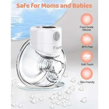 Wearable Breast Pump, Fisroa Double Hands Free Pump with 2 Modes & 9 Levels Low Noise Wireless Electric LCD Display and Memory Function