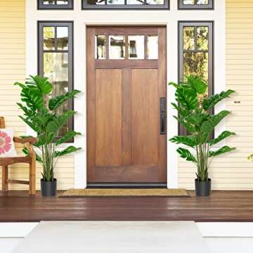 Goplus Artificial Monstera Deliciosa Plant, 5ft Tall Fake Tropical Palm Tree w/15 Pcs Different Turt...