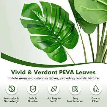 Goplus Artificial Monstera Deliciosa Plant, 5ft Tall Fake Tropical Palm Tree w/15 Pcs Different Turtle Leaves, Cement-Filled Plastic Pot, Faux Swiss Cheese Plant for Floor Home Office Decor, 2- Pack