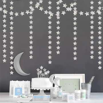 Glitter-Silver Star Garland for Festive Celebrations