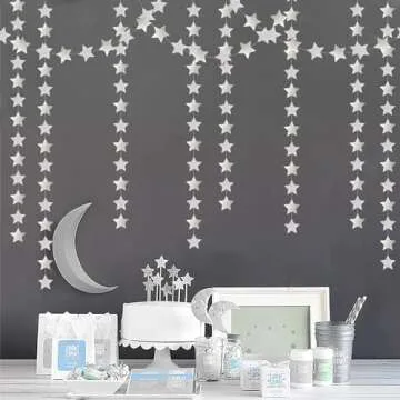 Glitter-Silver Star Garland for Festive Celebrations