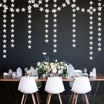 Glitter-Silver Star Garland for Festive Celebrations