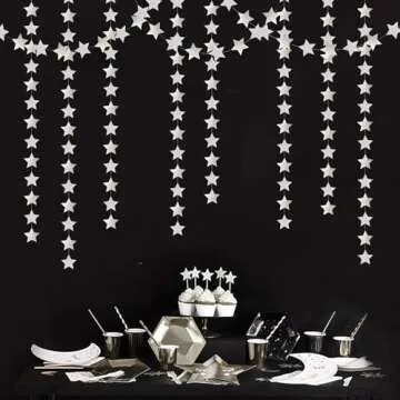 Glitter-Silver Star Garland for Festive Celebrations