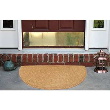 Nedia Home Heavy Duty Coir Door Mat - Plain, No Border Design, Natural Coco Fiber Welcome Mat, Durab...