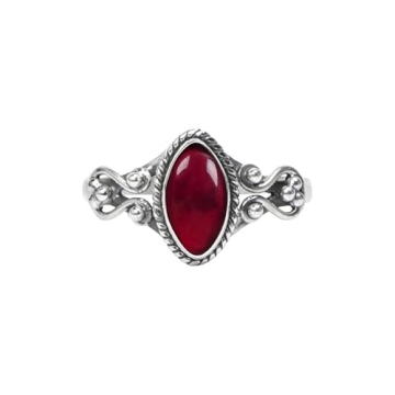 Garnet Stone Ring - Handmade 925 Sterling Silver Gemstone Ring for Women