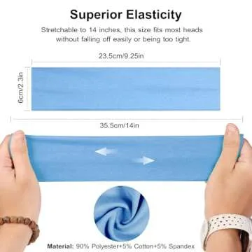 Headbands for Women Non Slip - Stylish Sports Hair Bands for Women's Hair - Soft Cotton Cloth Stretchy Headbands for Women for Yoga, Outdoor Exercise Running - 8 Pack