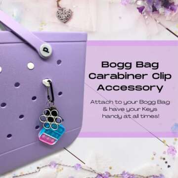 BAGLETS – Carabiner & Plug Keys Holder Charm Accessory Compatible with Rubber Tote Bags – Secure...