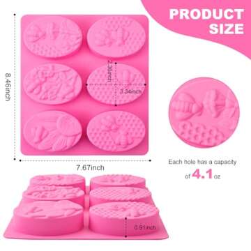 yeatruojeet 4 Pcs Silicone Soap Molds, 6 Cavities Rectangle Silicone Soap Molds for Homemade Craft S...