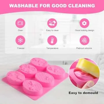 yeatruojeet 4 Pcs Silicone Soap Molds, 6 Cavities Rectangle Silicone Soap Molds for Homemade Craft Soap Mold, Cake Mold, Chocolate Mold ＆ Ice Cube Tray